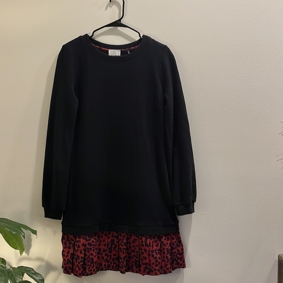 KINLY dress Black Drop Waist Terry Leopard Dress Small - Picture 3 of 13